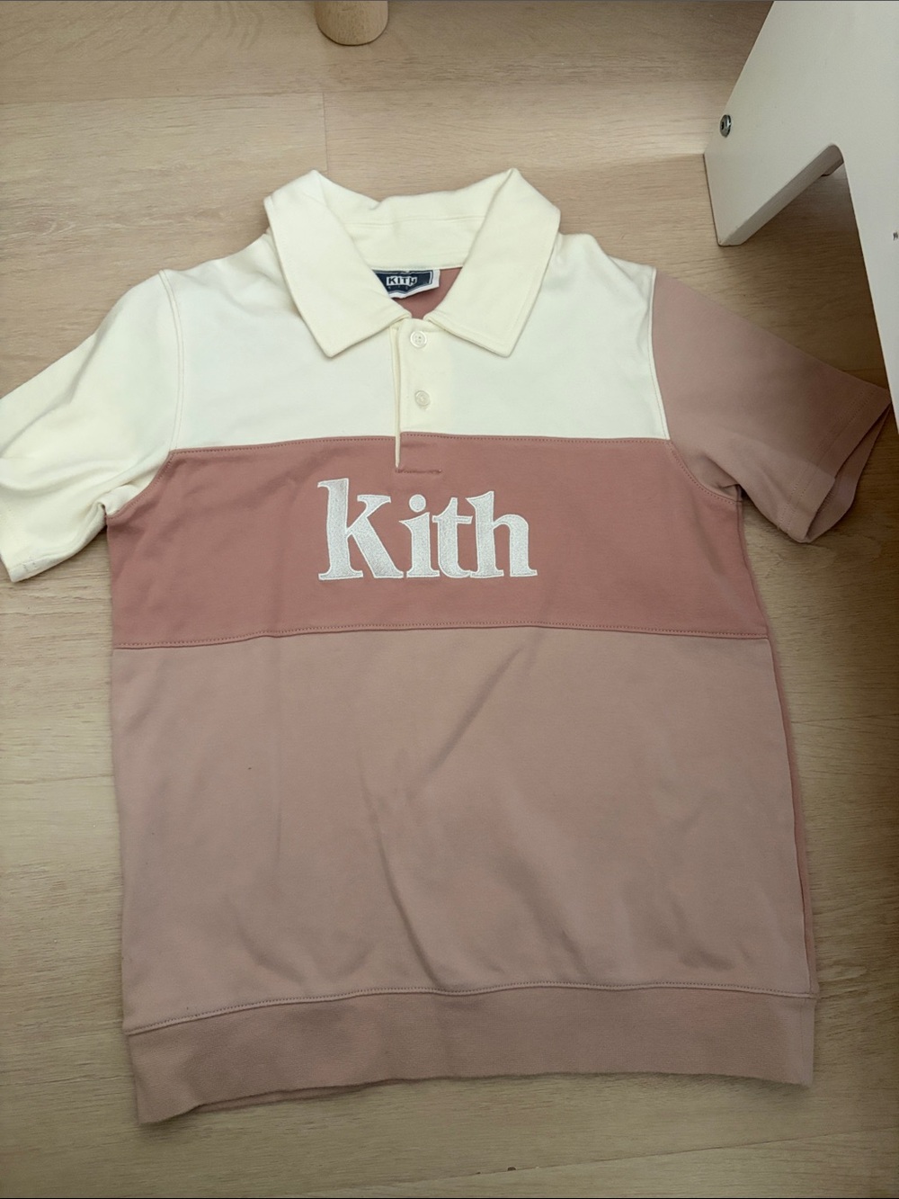 Kith Kids Colorblock Polo in Cream & Dusty Pink